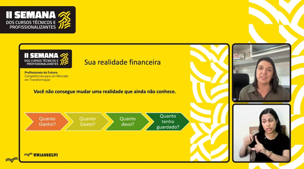 Registro de palestra on-line de Cleide Possamai sobre saúde financeira